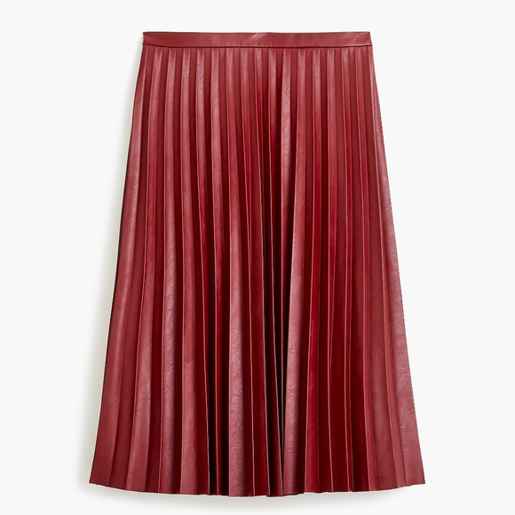 J. Crew Dresses & Skirts - New JCREW Faux-Leather Pleated Midi Skirt Ruby